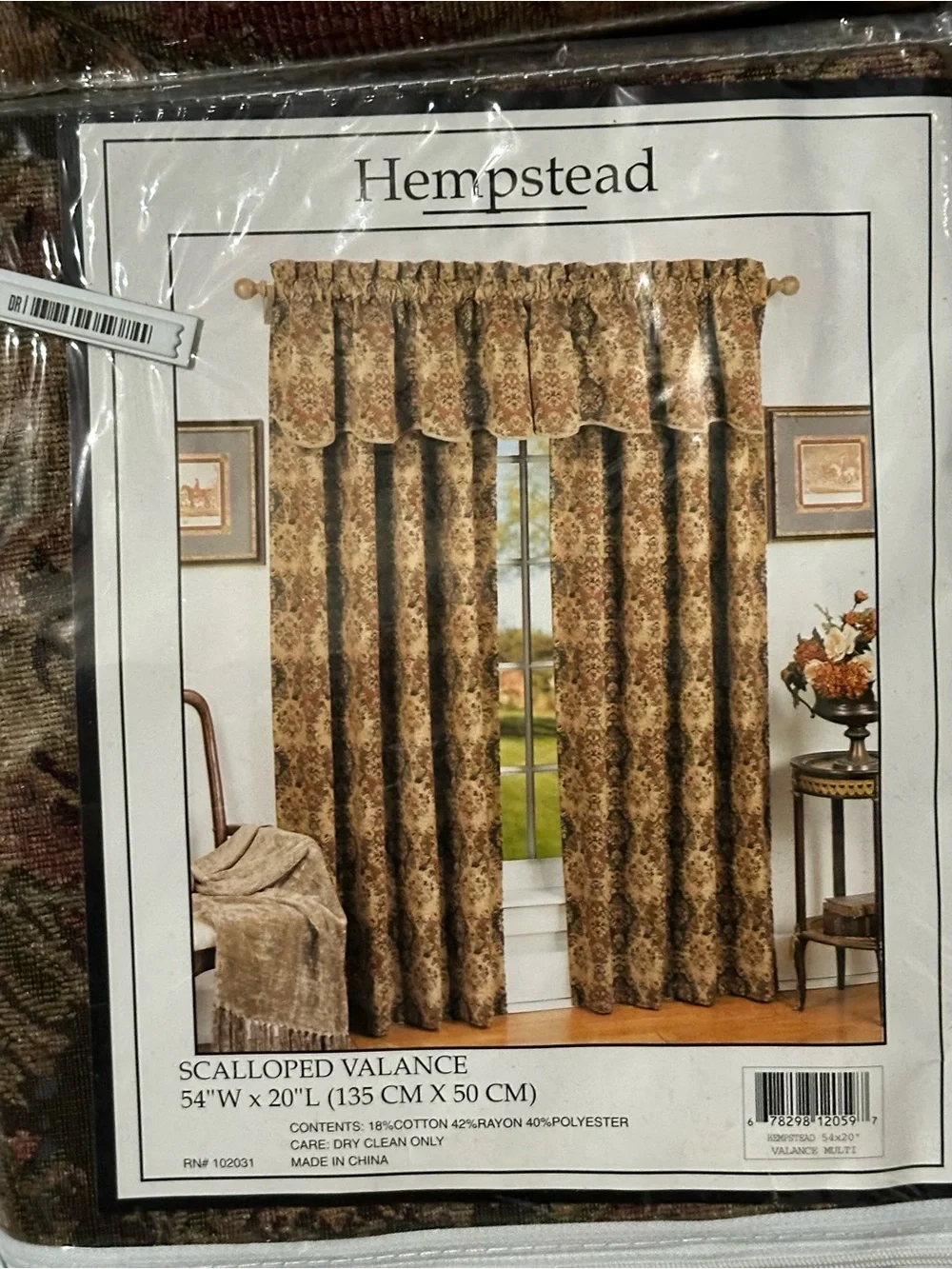 Lot of 4 Hempstead Scalloped Window Valances 54x20 Jacquard Tapestry Earthy NWOT